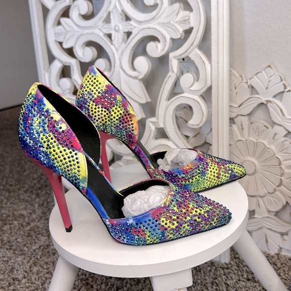 Qupid Women's close toe multicolored rhinestone Dress Pump/heel BRAND NEW! - Picture 4 of 14